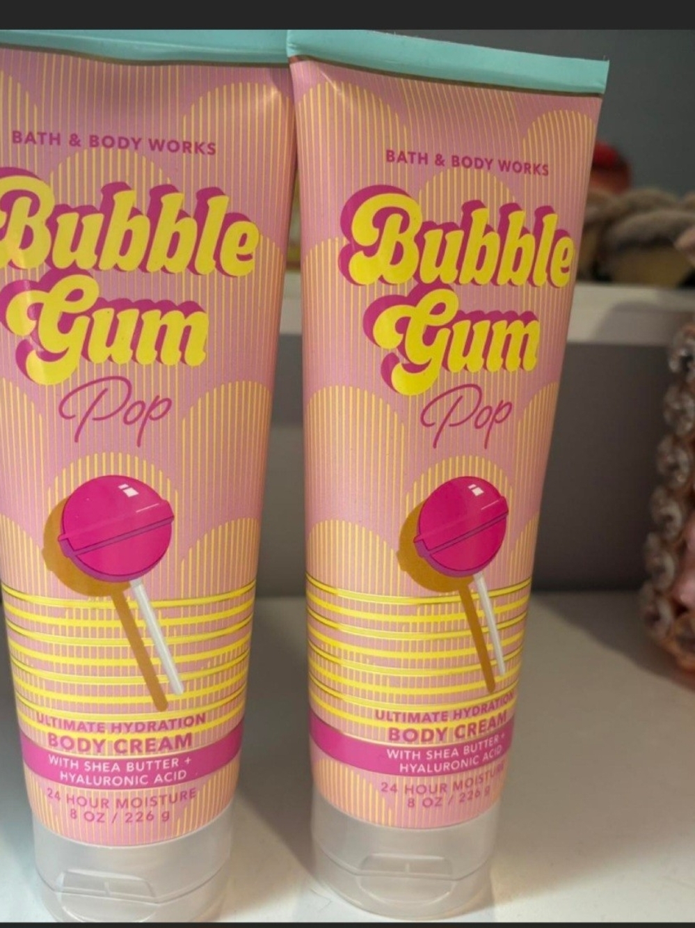 Bath & Body Works 2 Bubble Gum Pop Body Cream - Pink, Yellow, Teal
